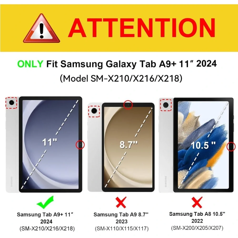 Azzsy Case for Samsung Galaxy Tab A9+/A9 Plus 11” 2024 Model (SM-X210/X216/X218)